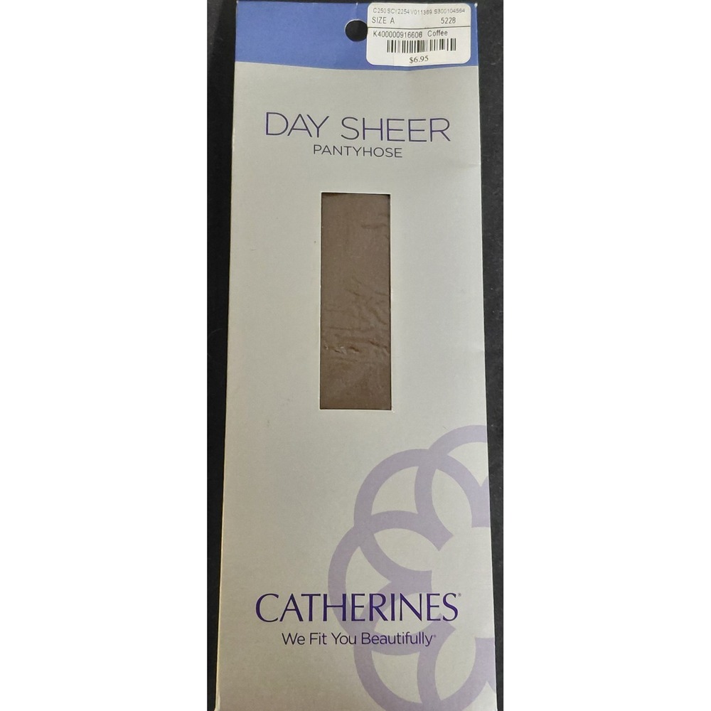 Catherines Day Sheer Pantyhose Size A Coffee Sheer Leg Sandalfoot NEW